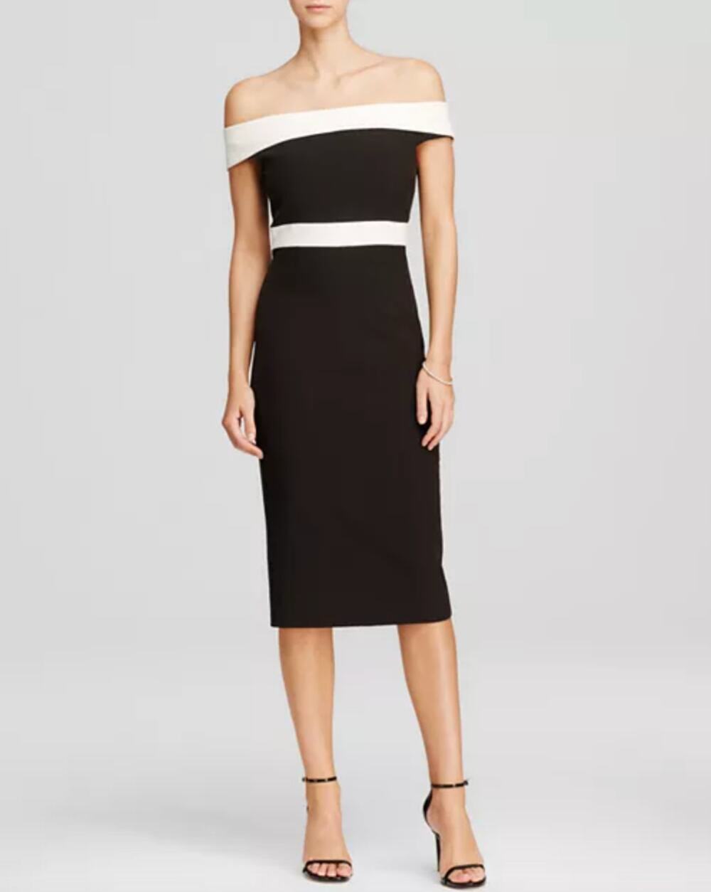 Bardot | Black White Color Block Off the Shoulder Sheath Dress US 6/S